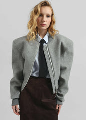 Glane Padded Wool Bomber Jacket - Grey Melange