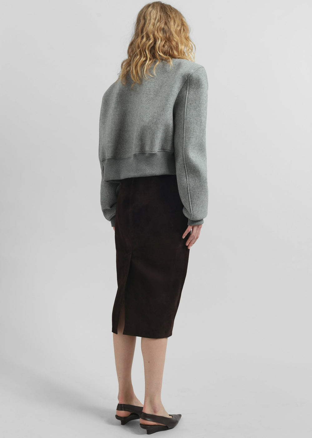 Glane Padded Wool Bomber Jacket - Grey Melange