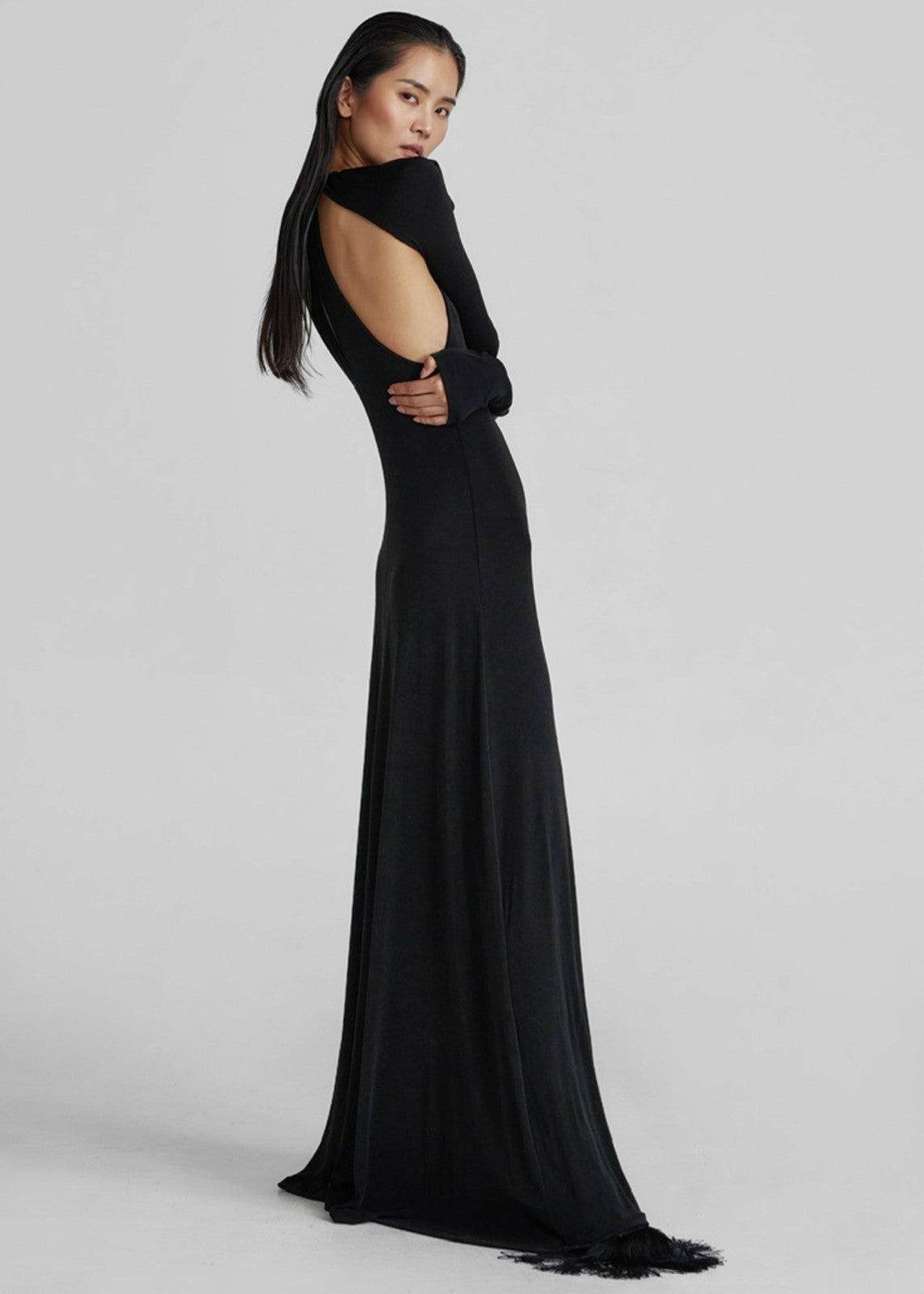 Seskin Evening Maxi Dress - Black