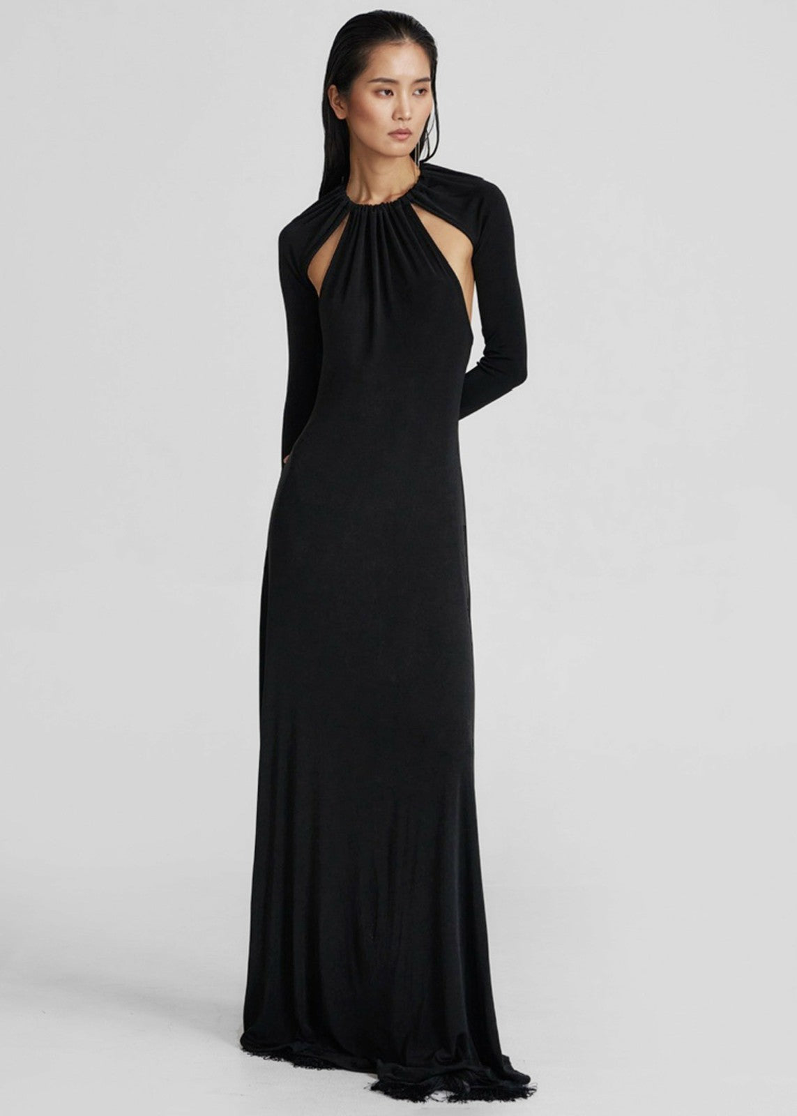 Seskin Evening Maxi Dress - Black