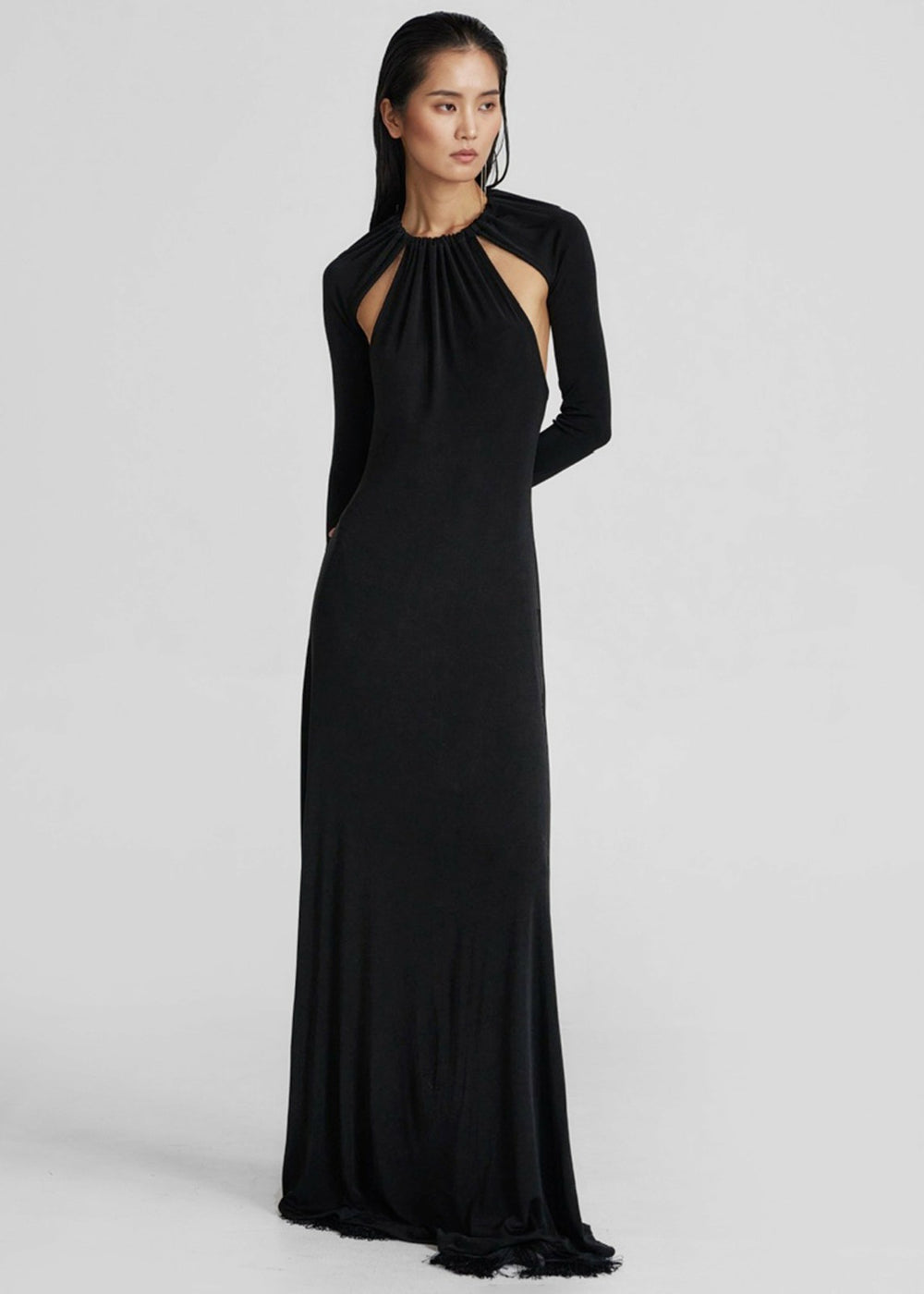 Seskin Evening Maxi Dress - Black