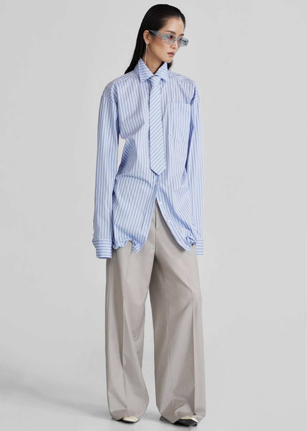 Connahy Tie Neck Shirt - Blue