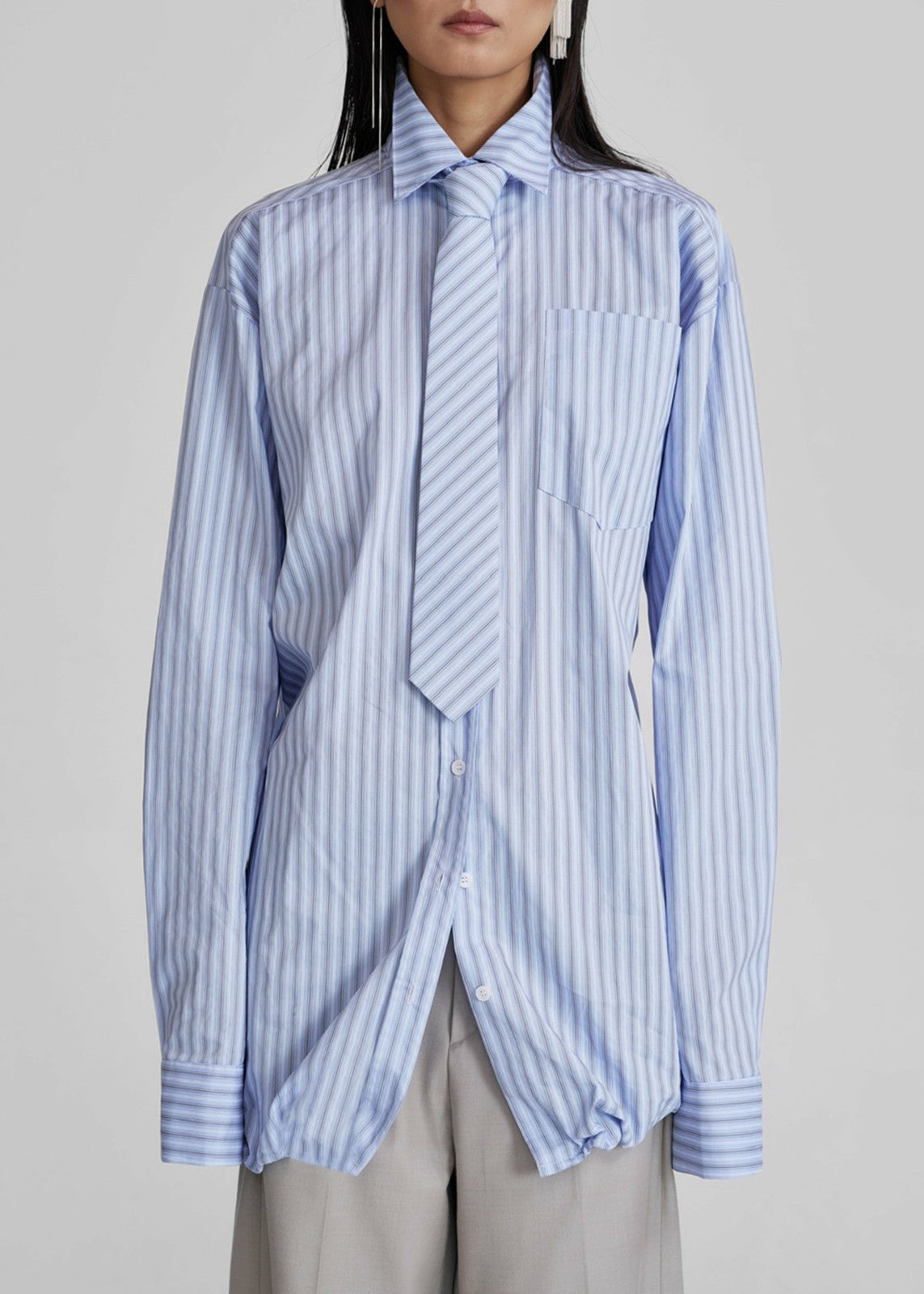 Connahy Tie Neck Shirt - Blue