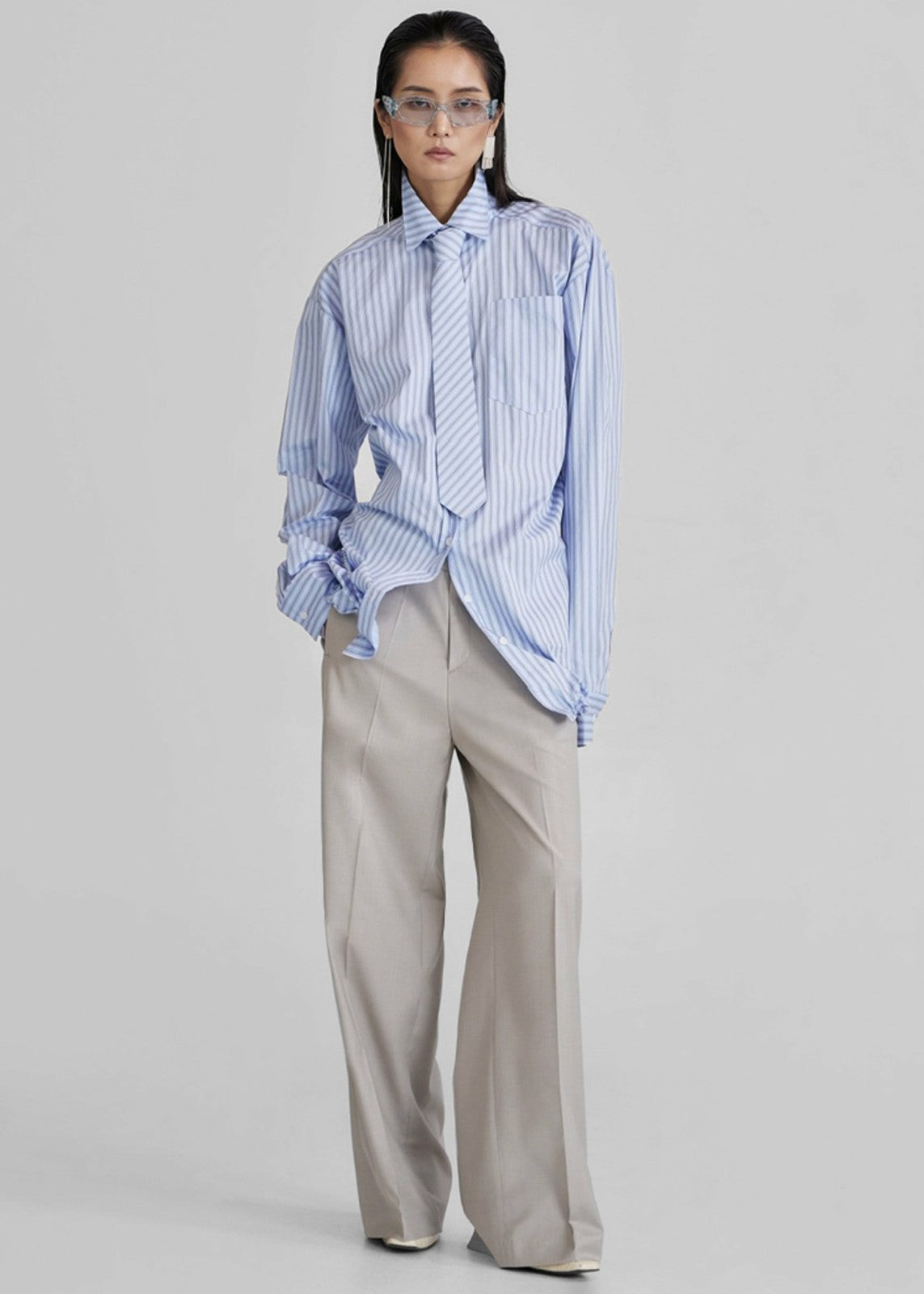 Connahy Tie Neck Shirt - Blue