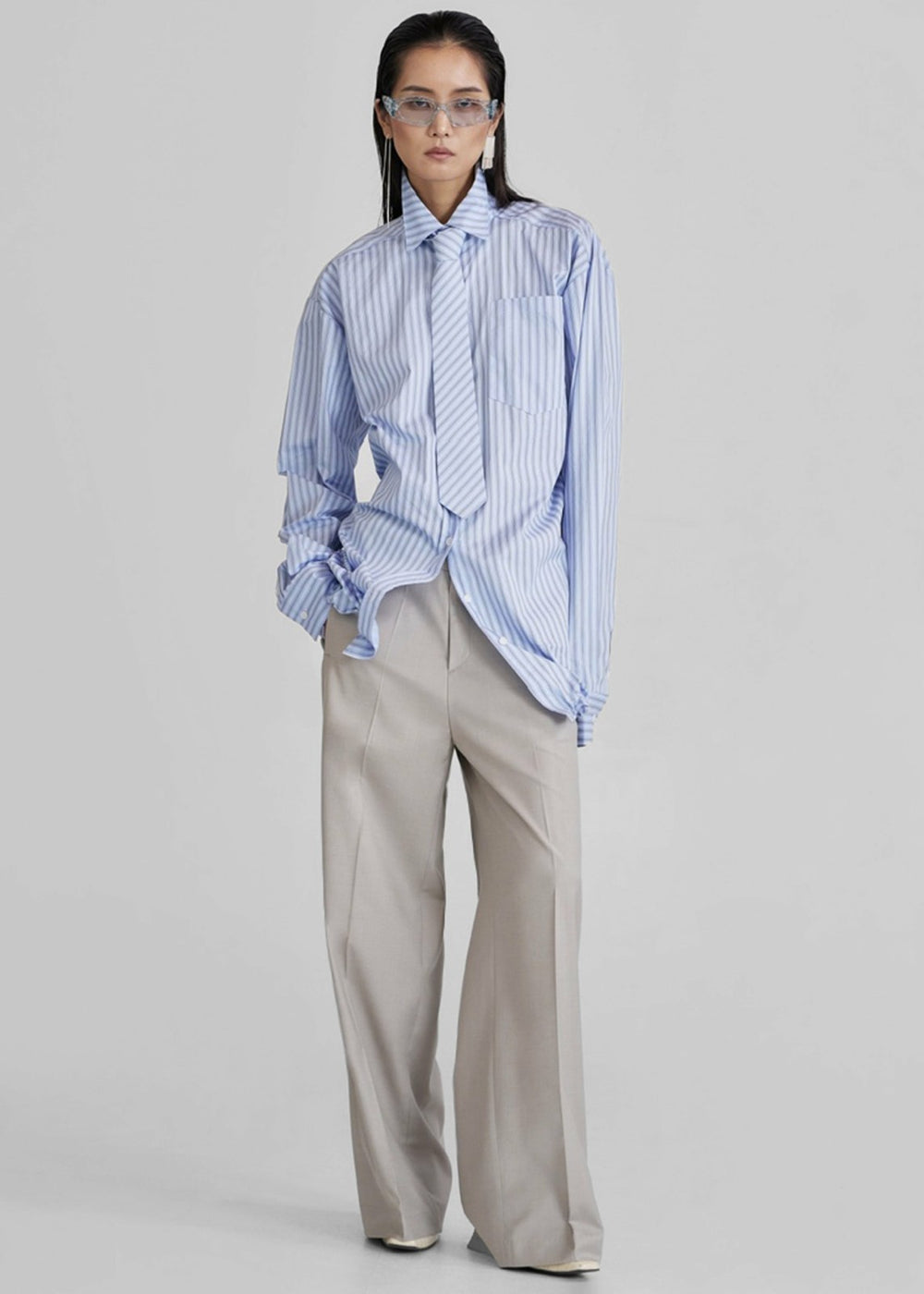 Connahy Tie Neck Shirt - Blue