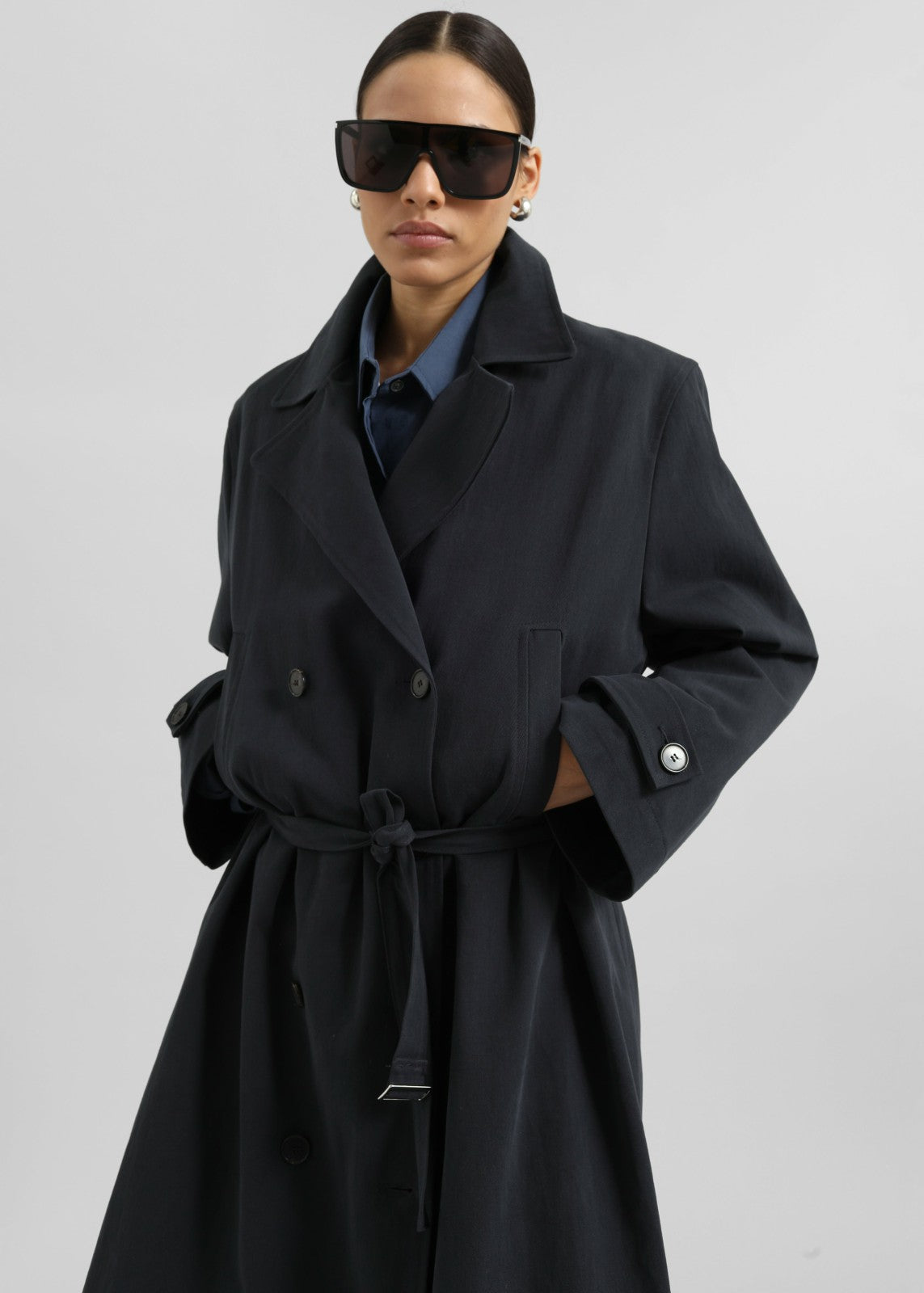 Pello Trench Coat - Navy