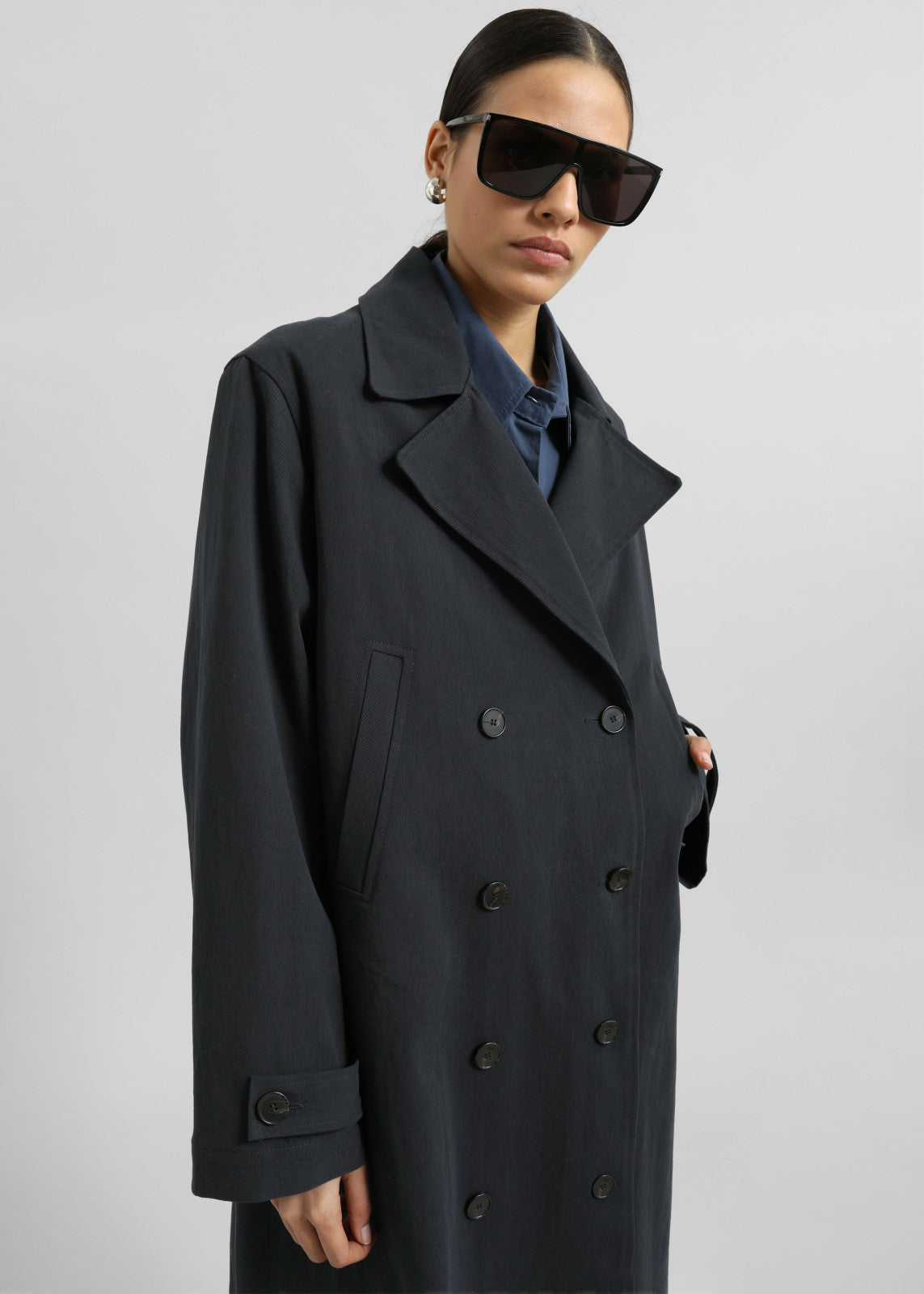 Pello Trench Coat - Navy