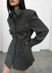 Sterford Pocket Shirt - Black/White Stripe