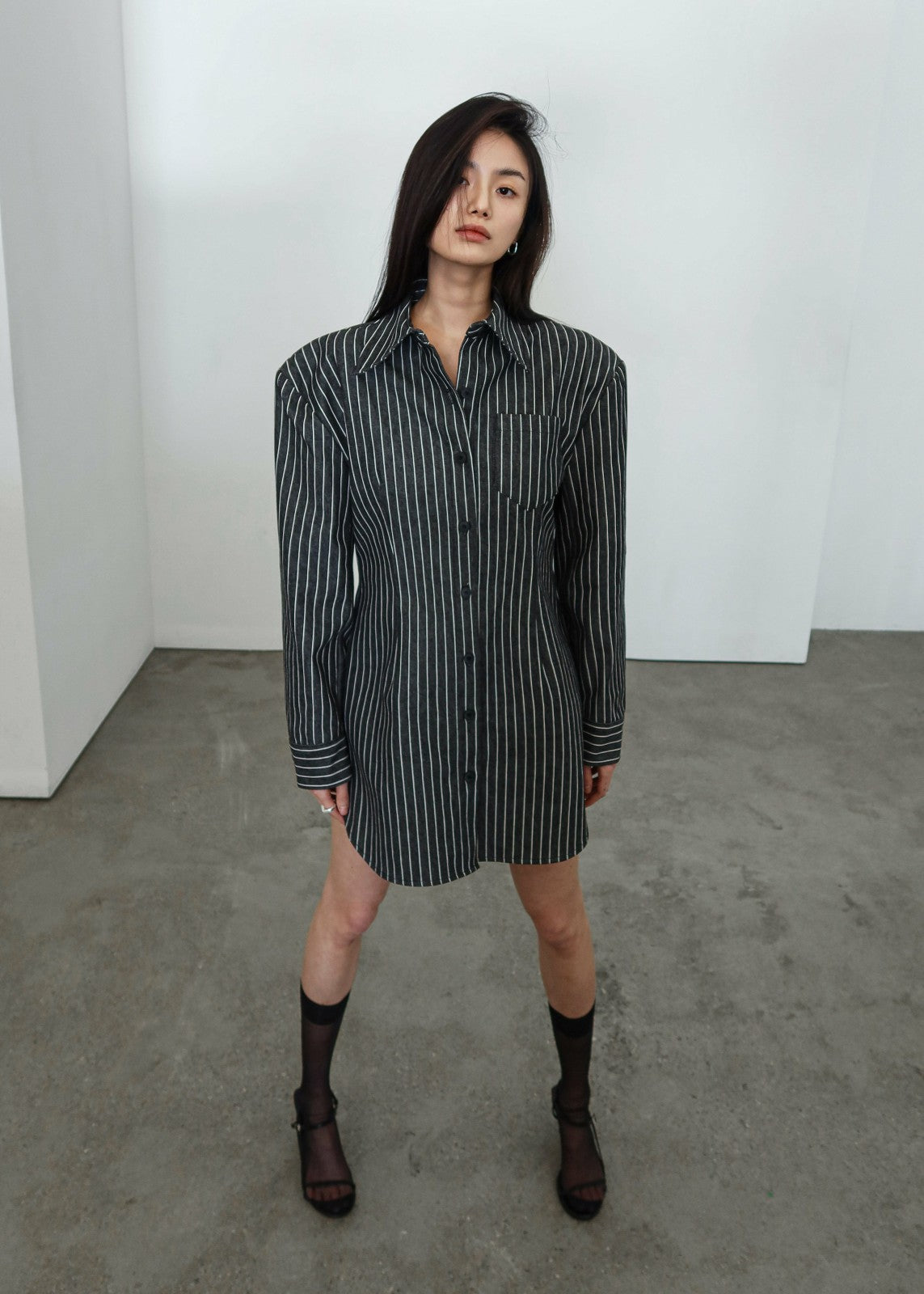 Sterford Pocket Shirt - Black/White Stripe