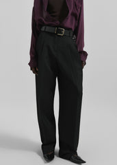 Gelso Pleated Twill Trousers - Black