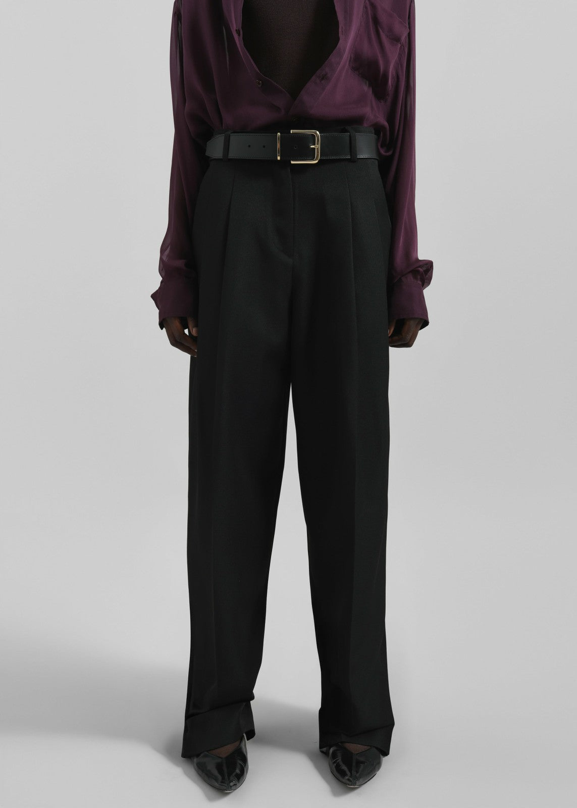 Gelso Pleated Twill Trousers - Black