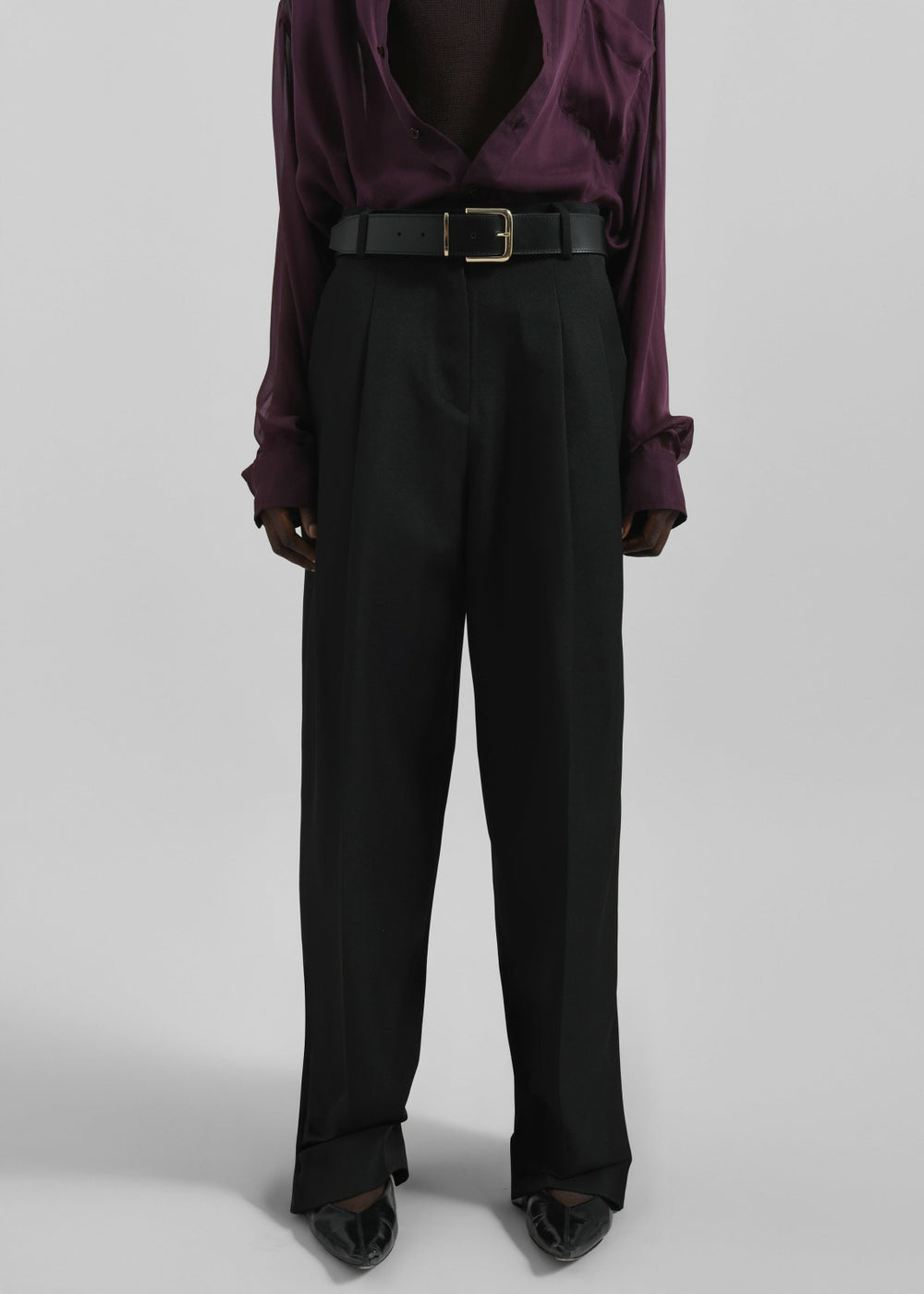 Gelso Pleated Twill Trousers - Black