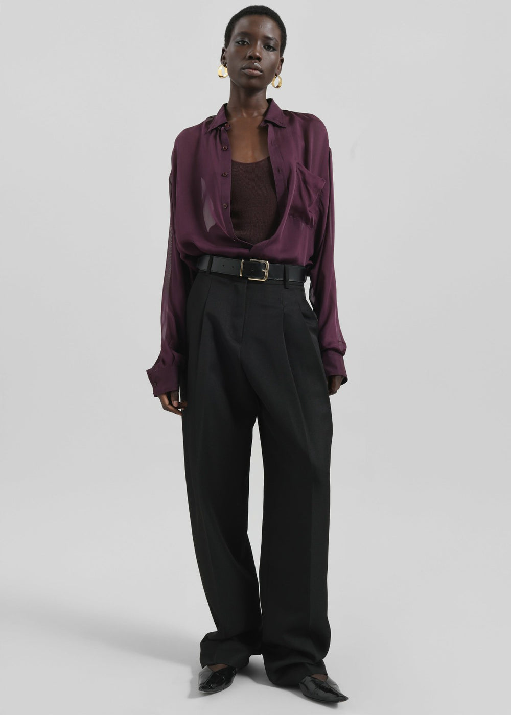 Gelso Pleated Twill Trousers - Black