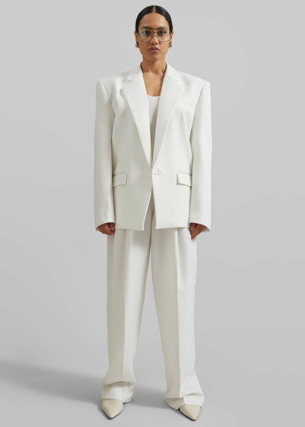 Gelso Pleated Twill Trousers - White