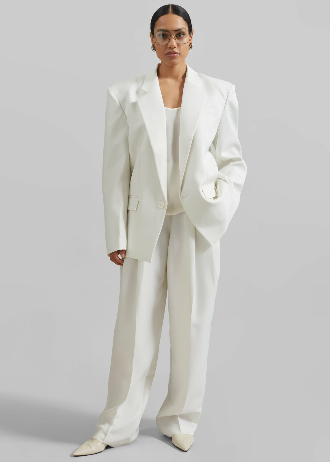 Gelso Pleated Twill Trousers - White