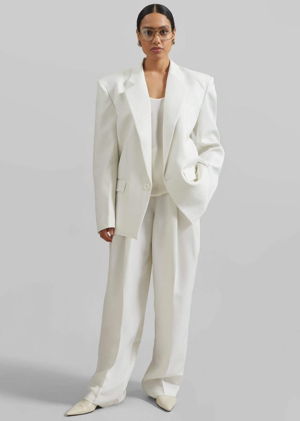 Gelso Pleated Twill Trousers - White