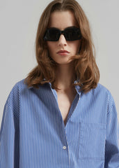 Anvers Striped Cotton Button Up Shirt - Blue/White Stripe