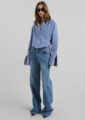 Anvers Striped Cotton Button Up Shirt - Blue/White Stripe