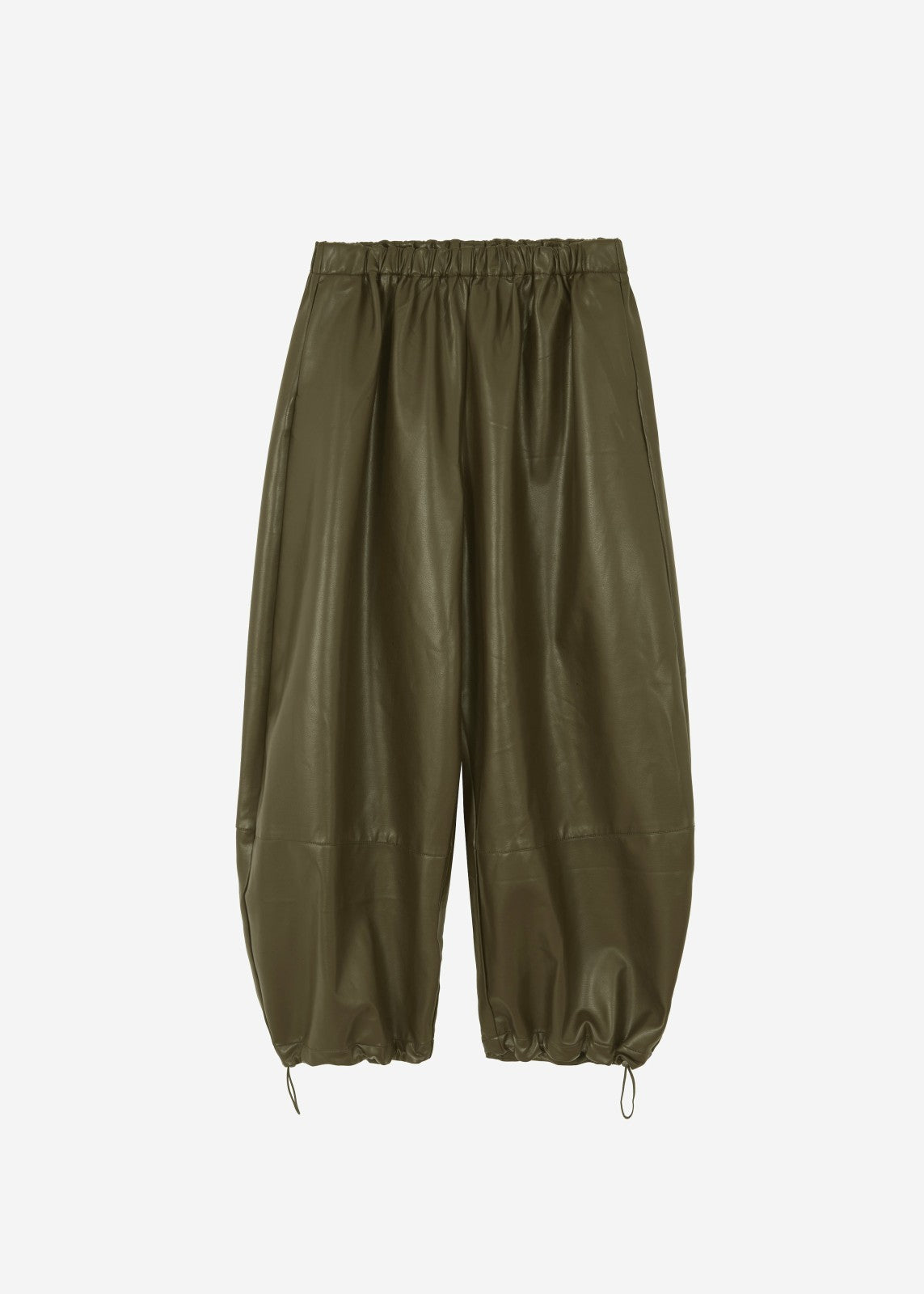 Briar Faux Leather Balloon Pants - Khaki