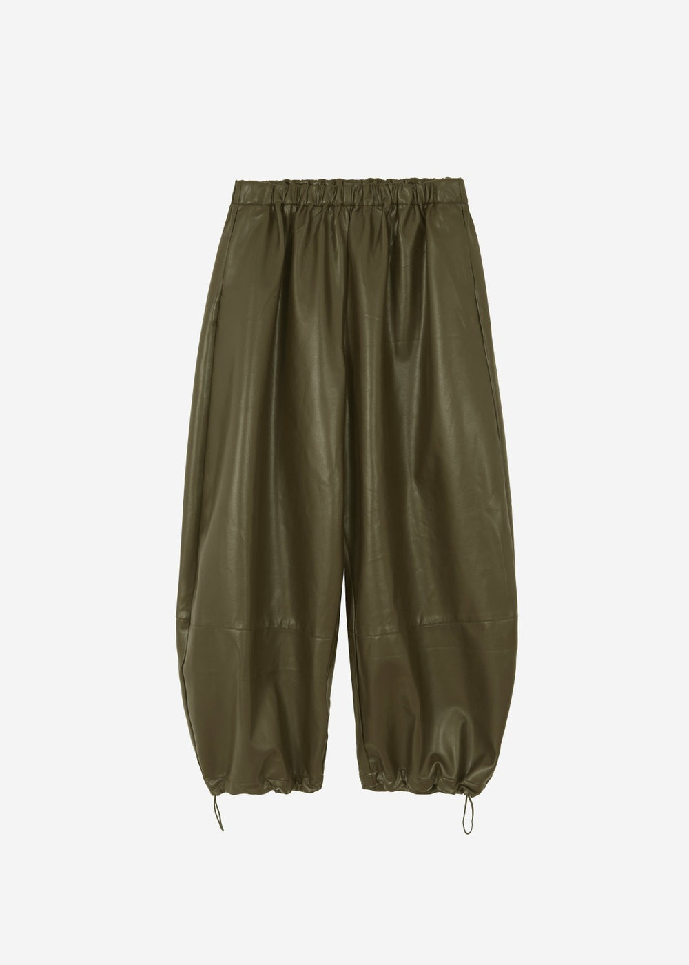 Briar Faux Leather Balloon Pants - Khaki