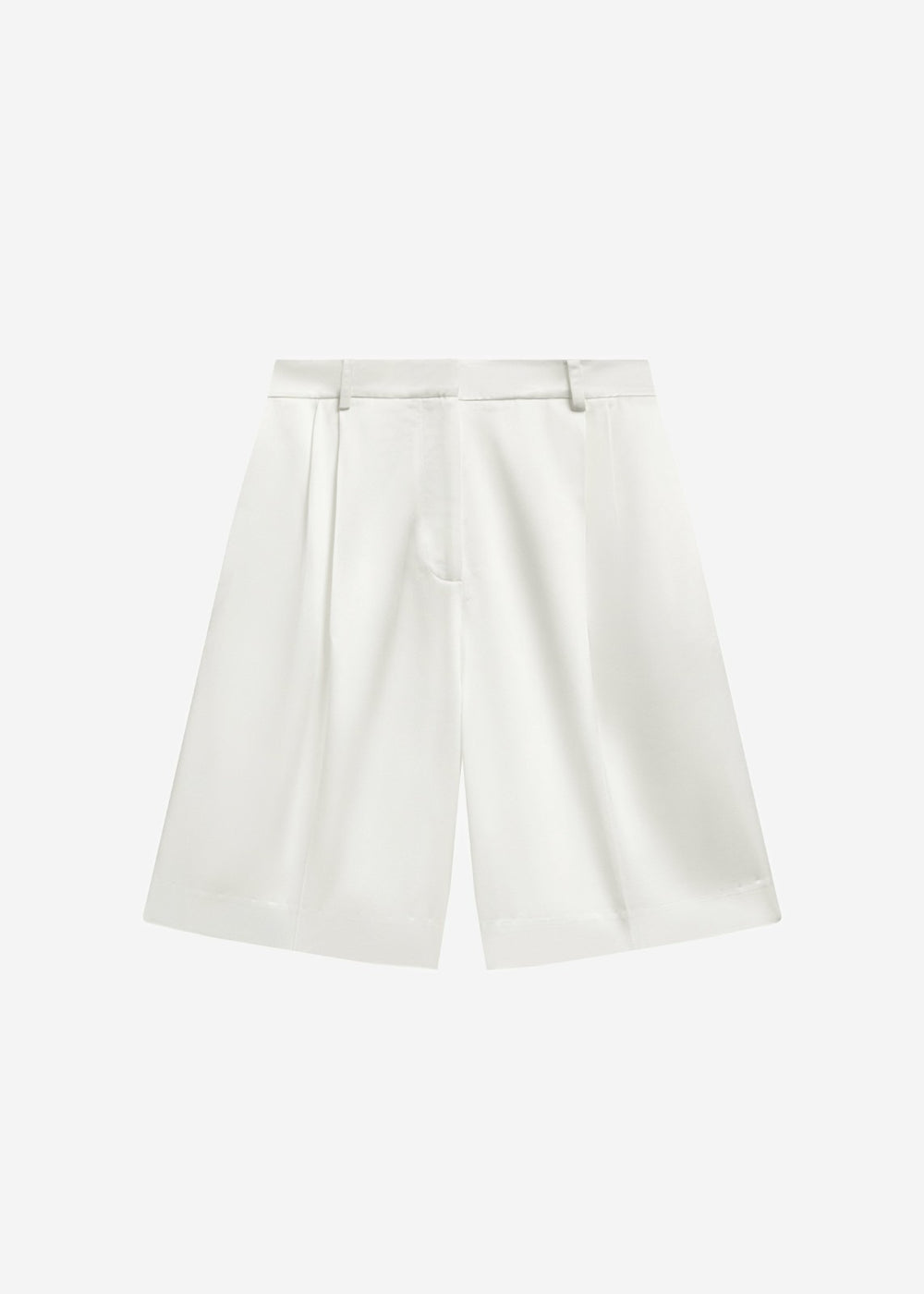 Marfa Pleated Satin Bermuda Shorts - White