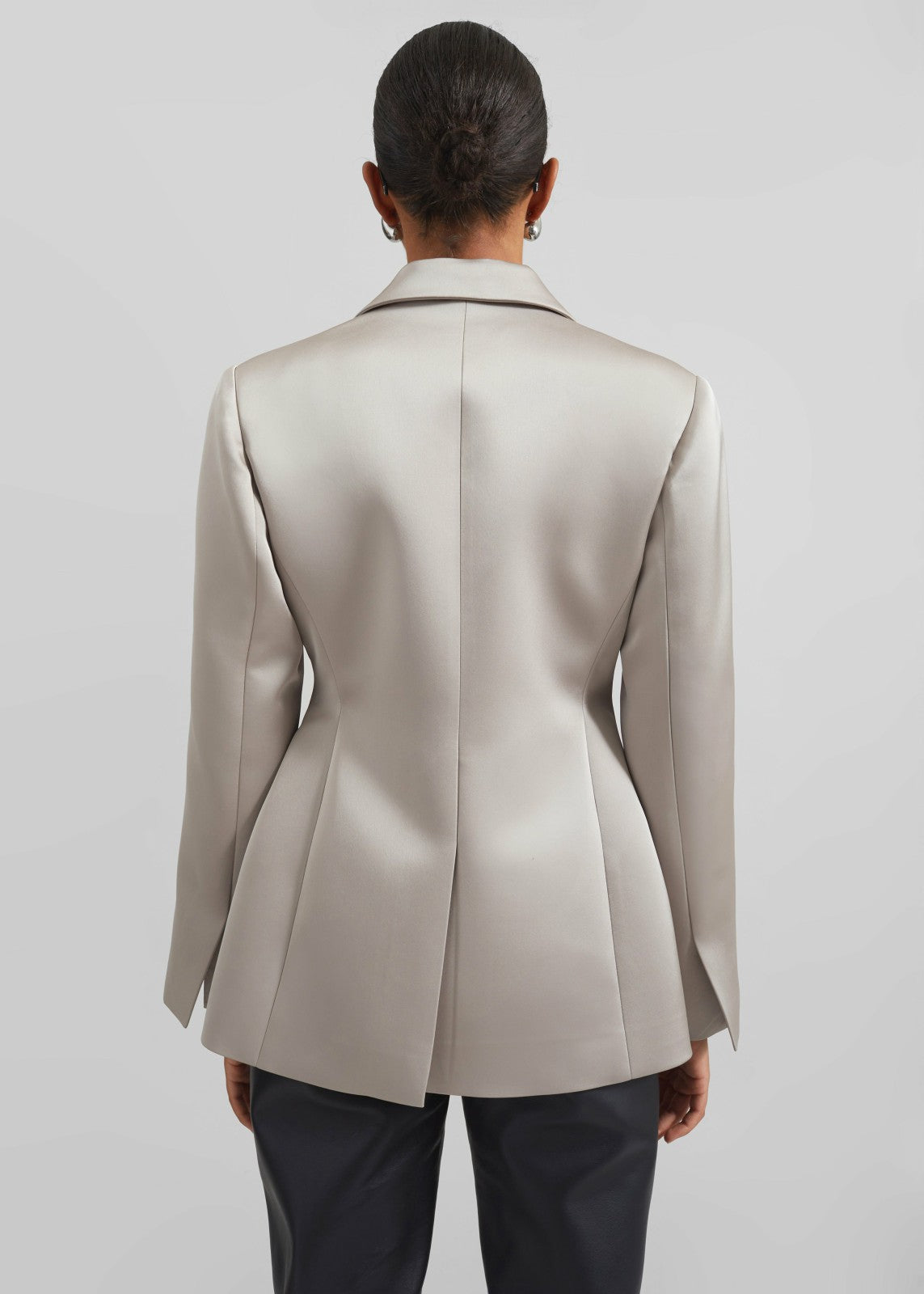 Colette Hourglass Satin Blazer - Light Taupe