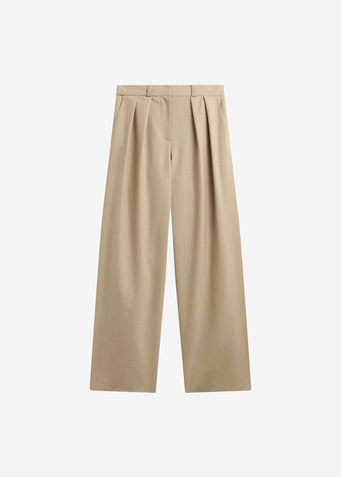 Marfa Pleated Silk Trousers - Beige