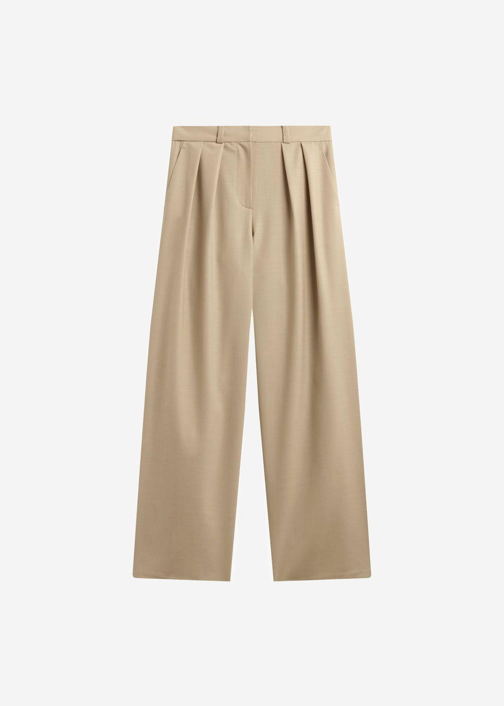 Marfa Pleated Silk Trousers - Beige