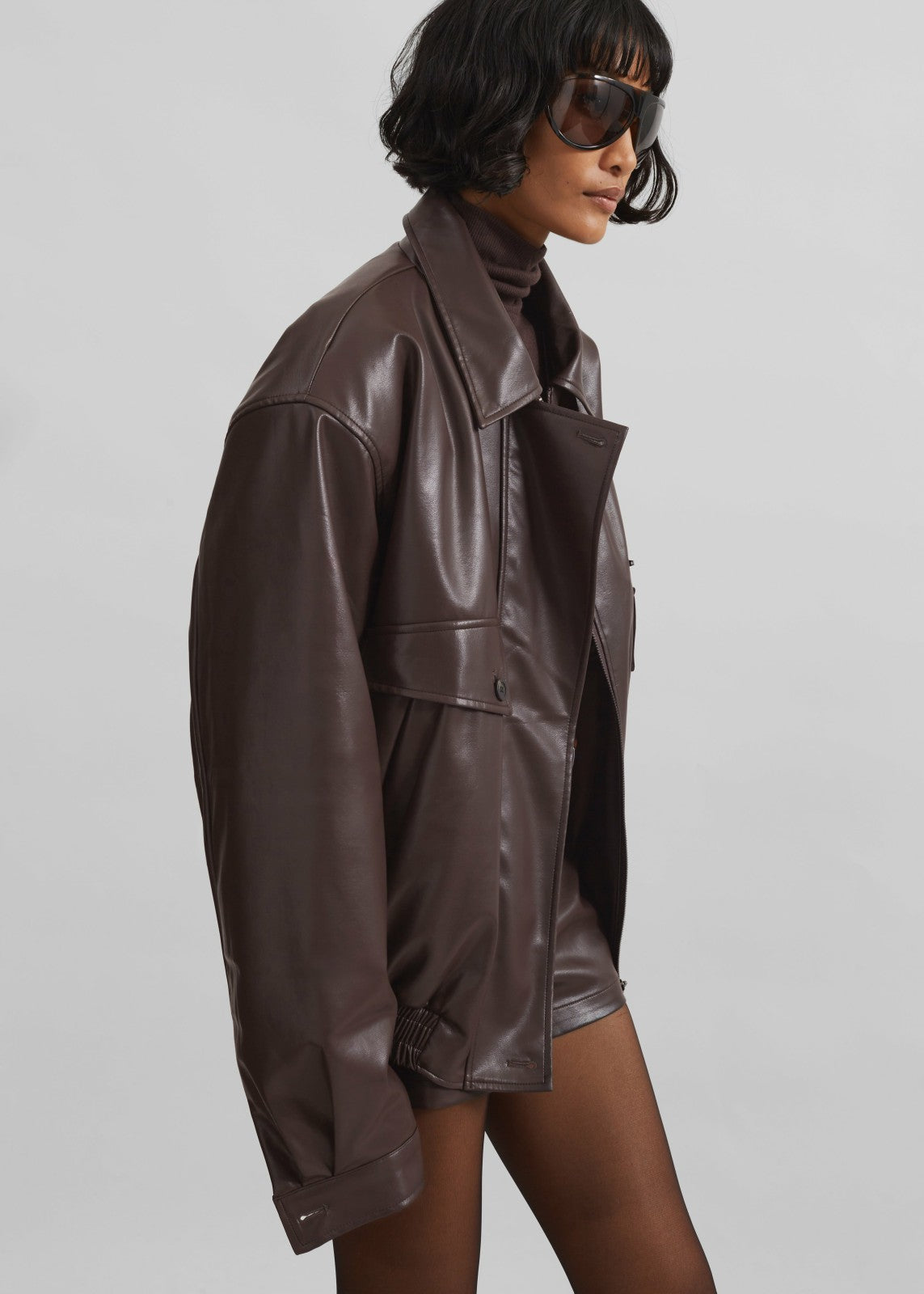 Belmont Faux Leather Jacket - Brown