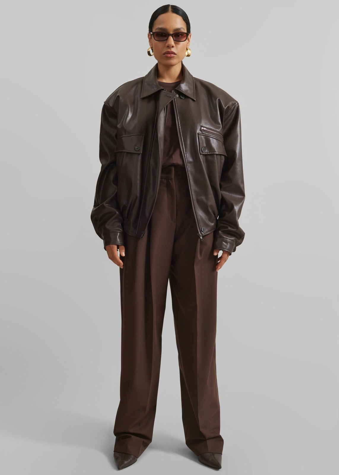 Belmont Faux Leather Jacket - Brown