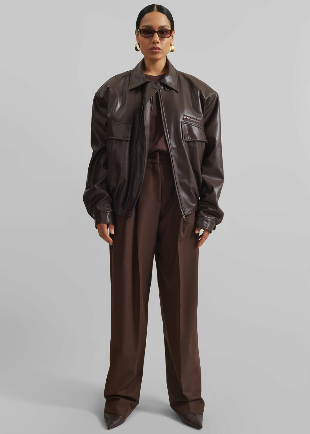 Belmont Faux Leather Jacket - Brown