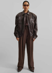 Belmont Faux Leather Jacket - Brown