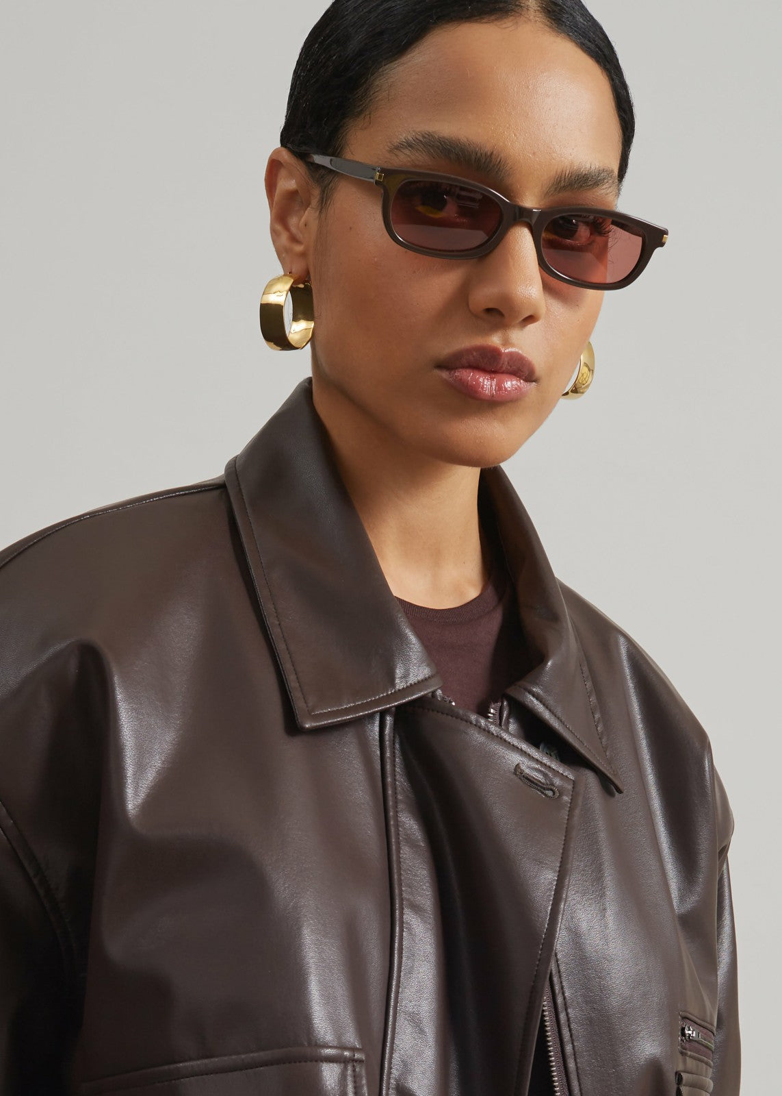 Belmont Faux Leather Jacket - Brown