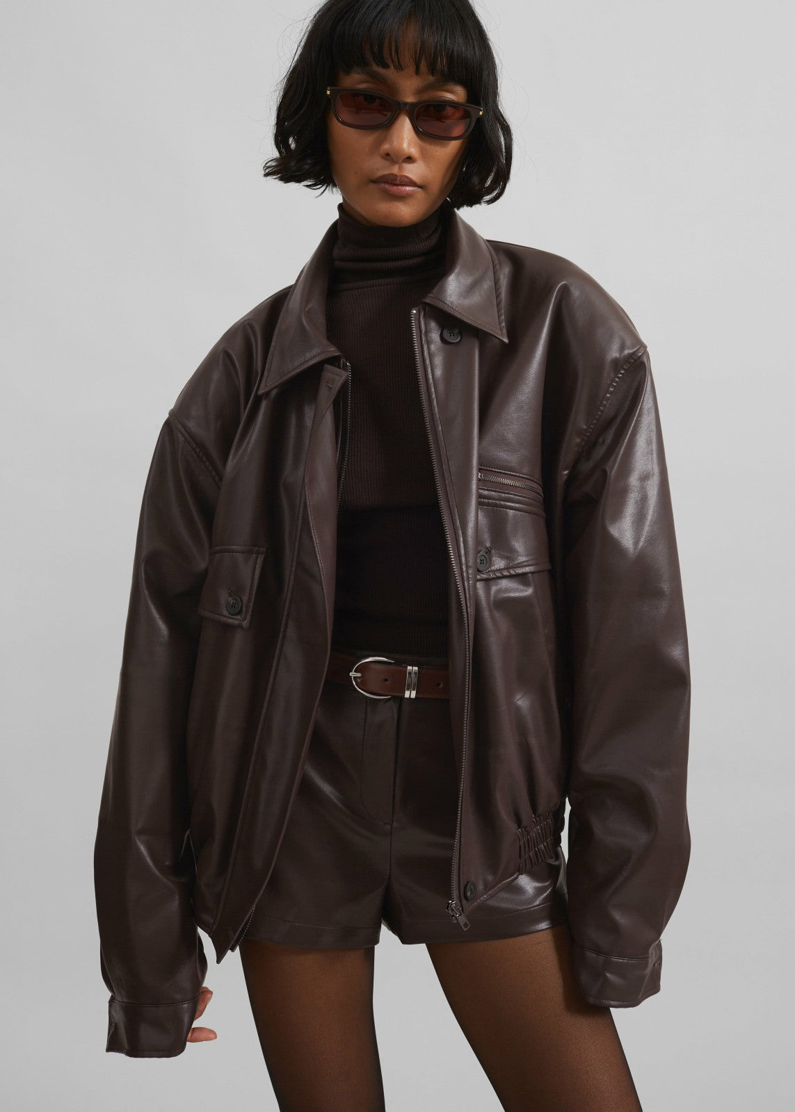 Belmont Faux Leather Jacket - Brown