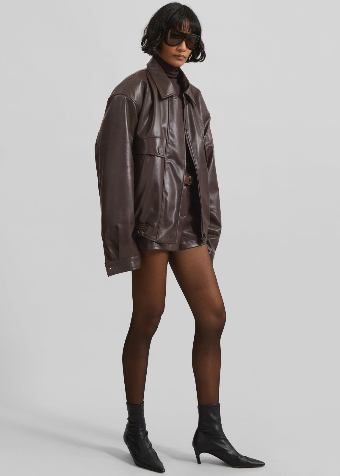 Belmont Faux Leather Jacket - Brown