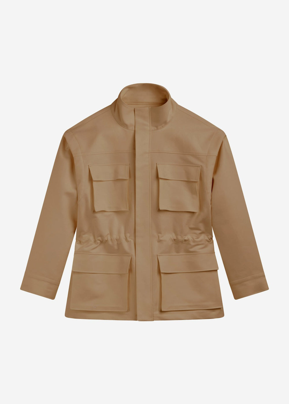 Melton Detachable Sleeve Cargo Jacket - Camel