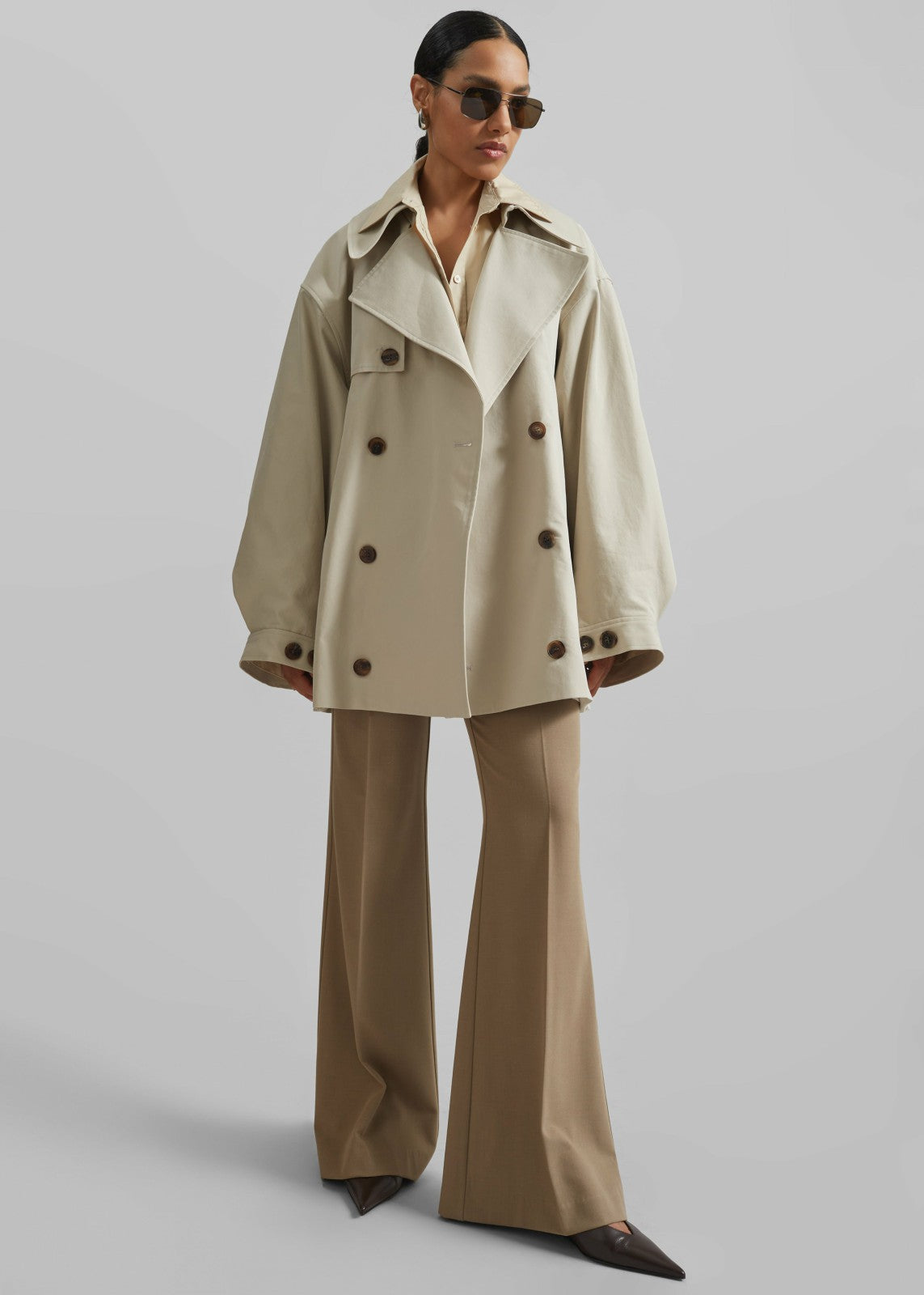 Mavis Oversized Short Trench - Beige