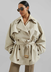 Mavis Oversized Short Trench - Beige