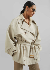 Mavis Oversized Short Trench - Beige