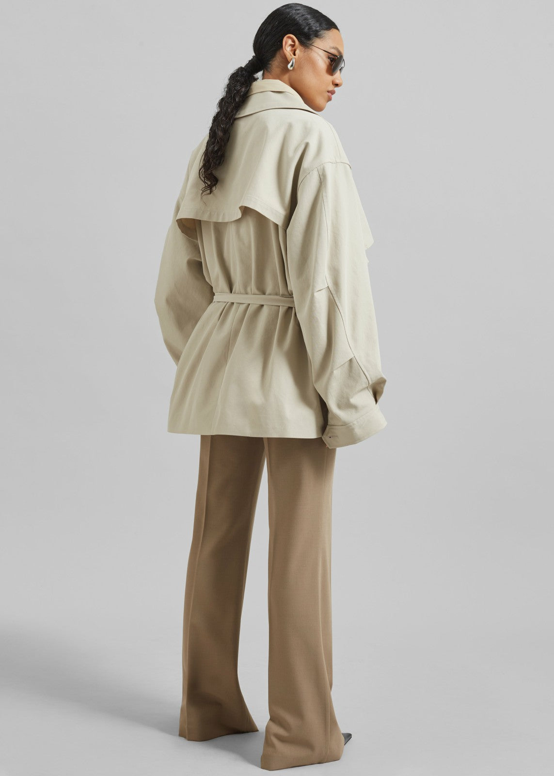 Mavis Oversized Short Trench - Beige