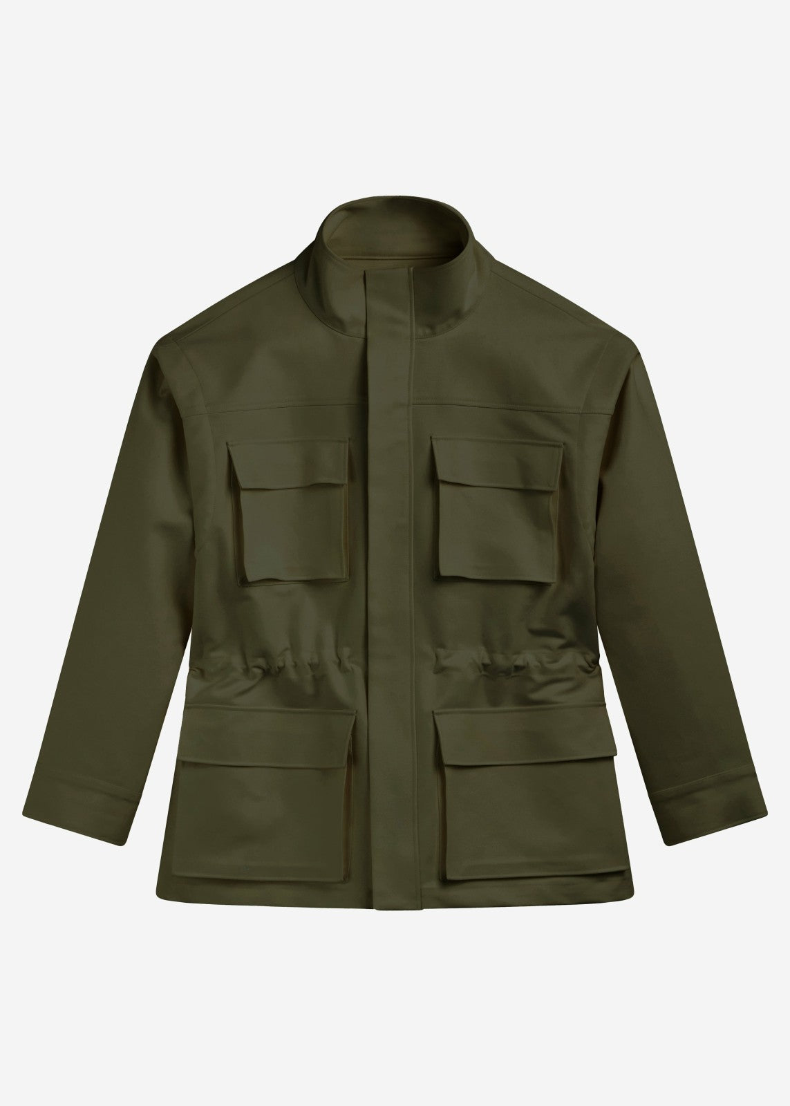 Melton Detachable Sleeve Cargo Jacket - Khaki