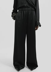 Mirca Satin Elastic Pants - Black