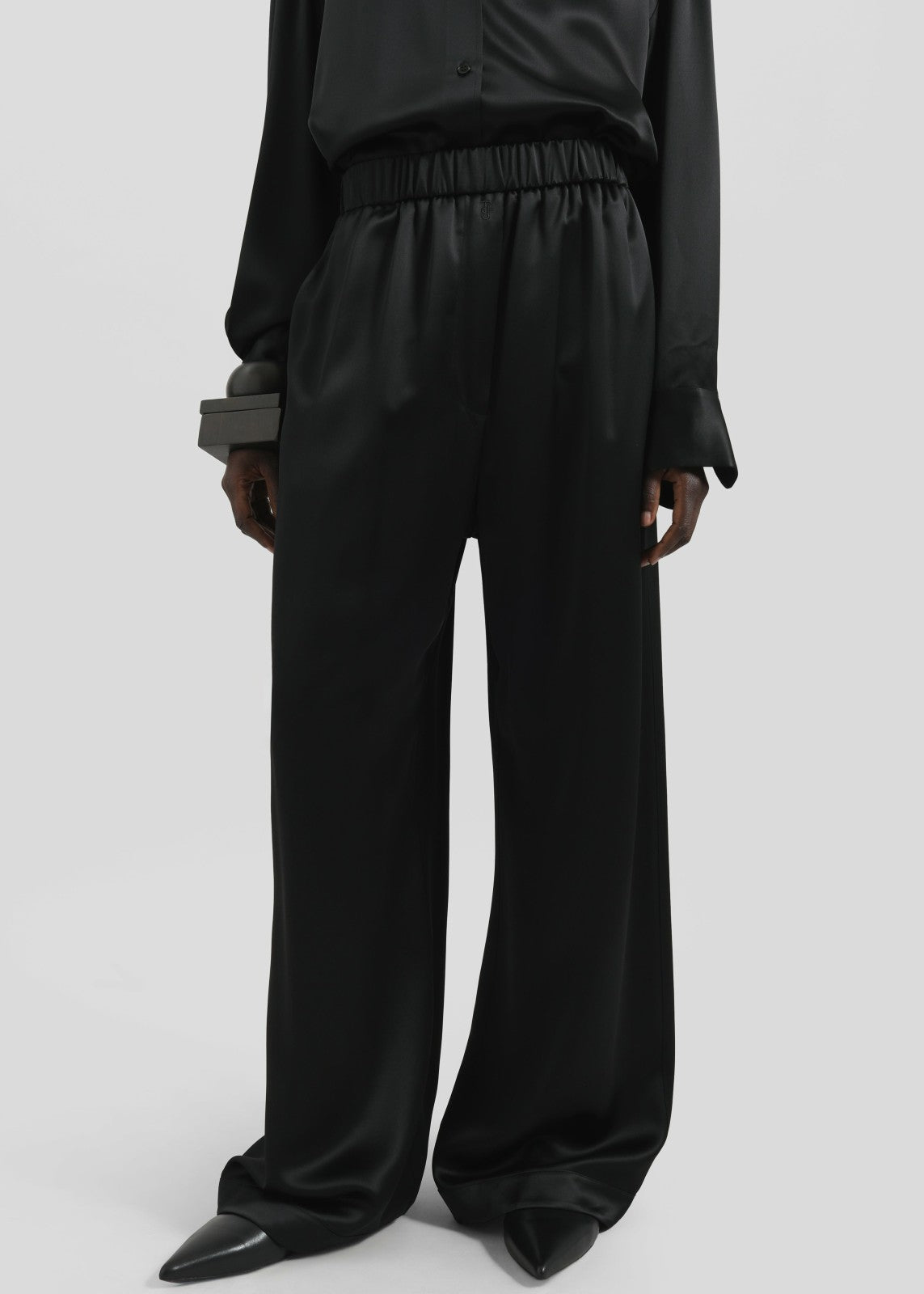 Mirca Satin Elastic Pants - Black