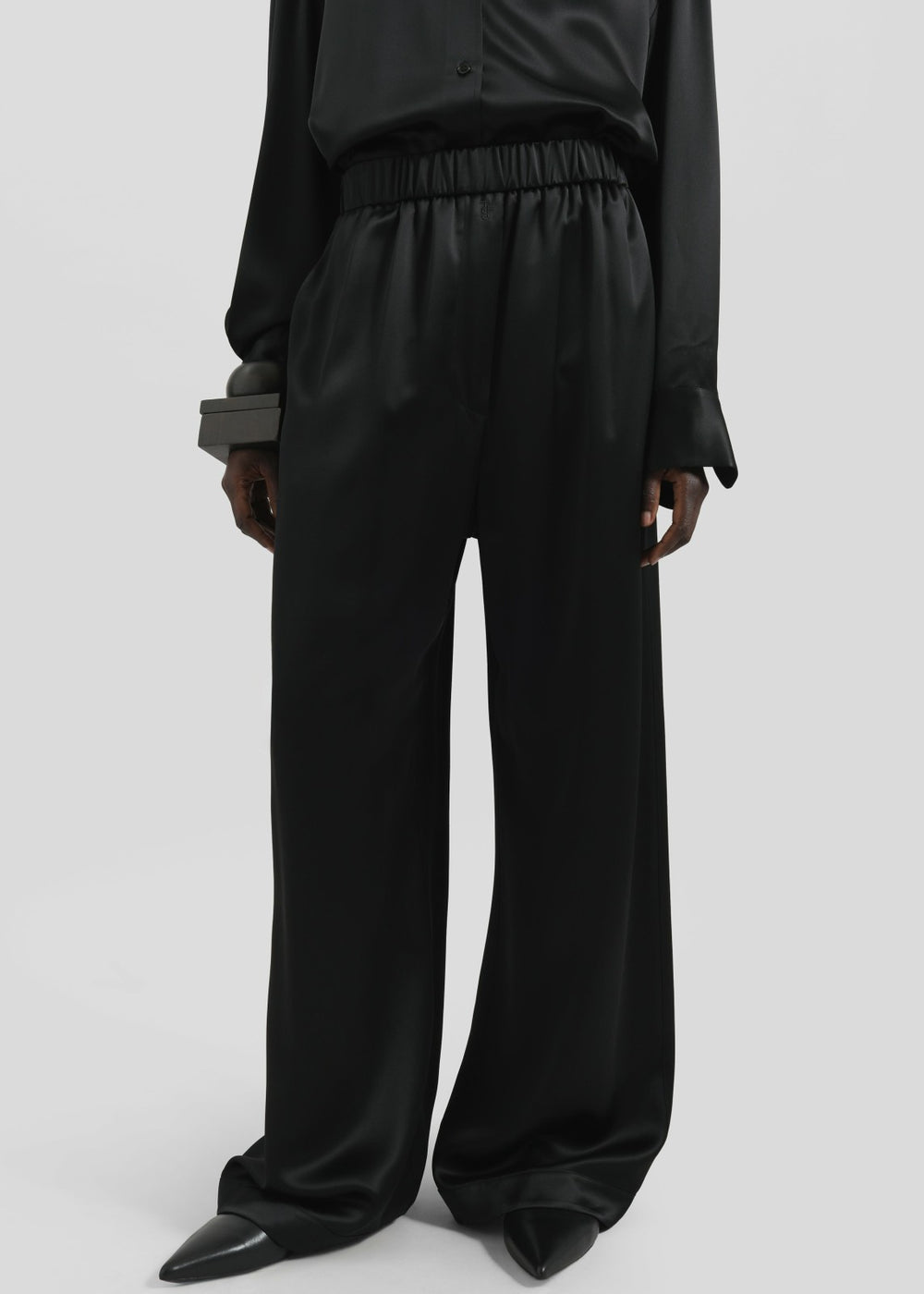Mirca Satin Elastic Pants - Black