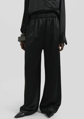 Mirca Satin Elastic Pants - Black