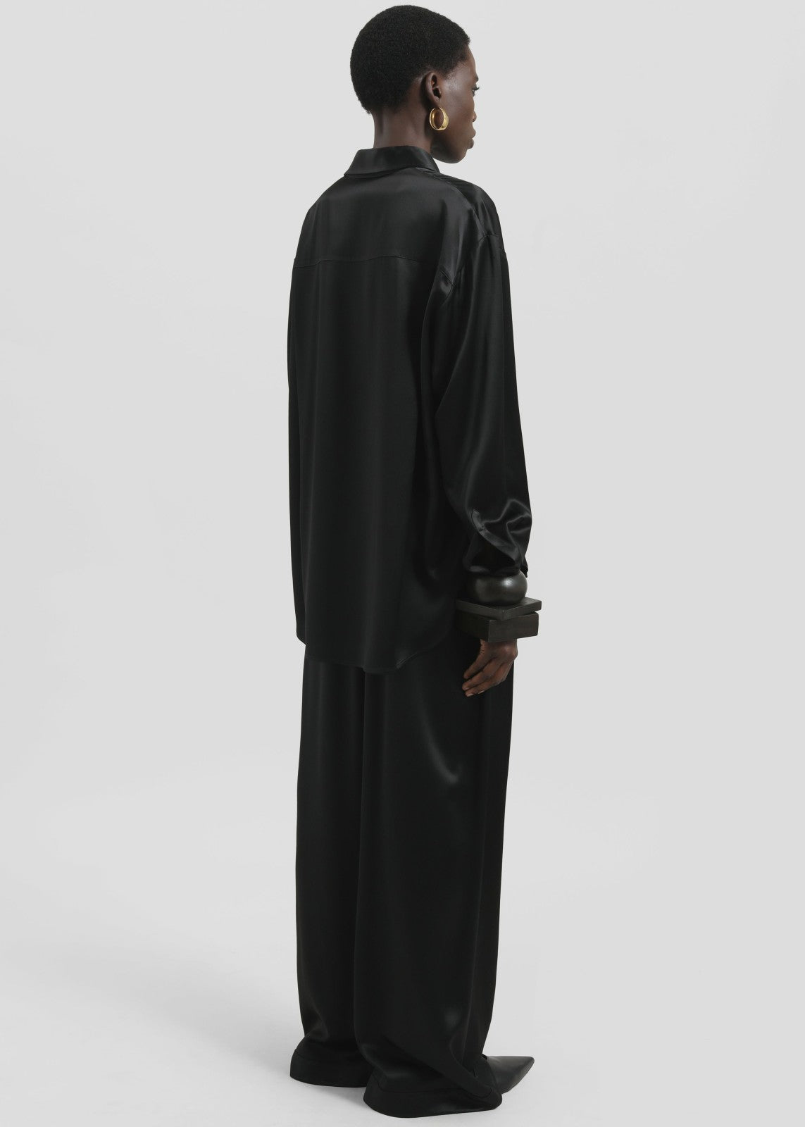 Mirca Satin Elastic Pants - Black