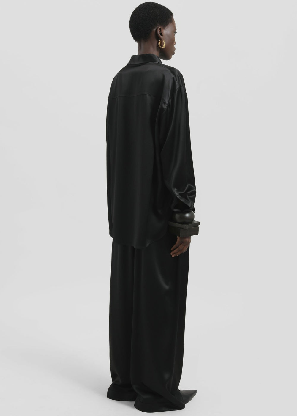 Mirca Satin Elastic Pants - Black