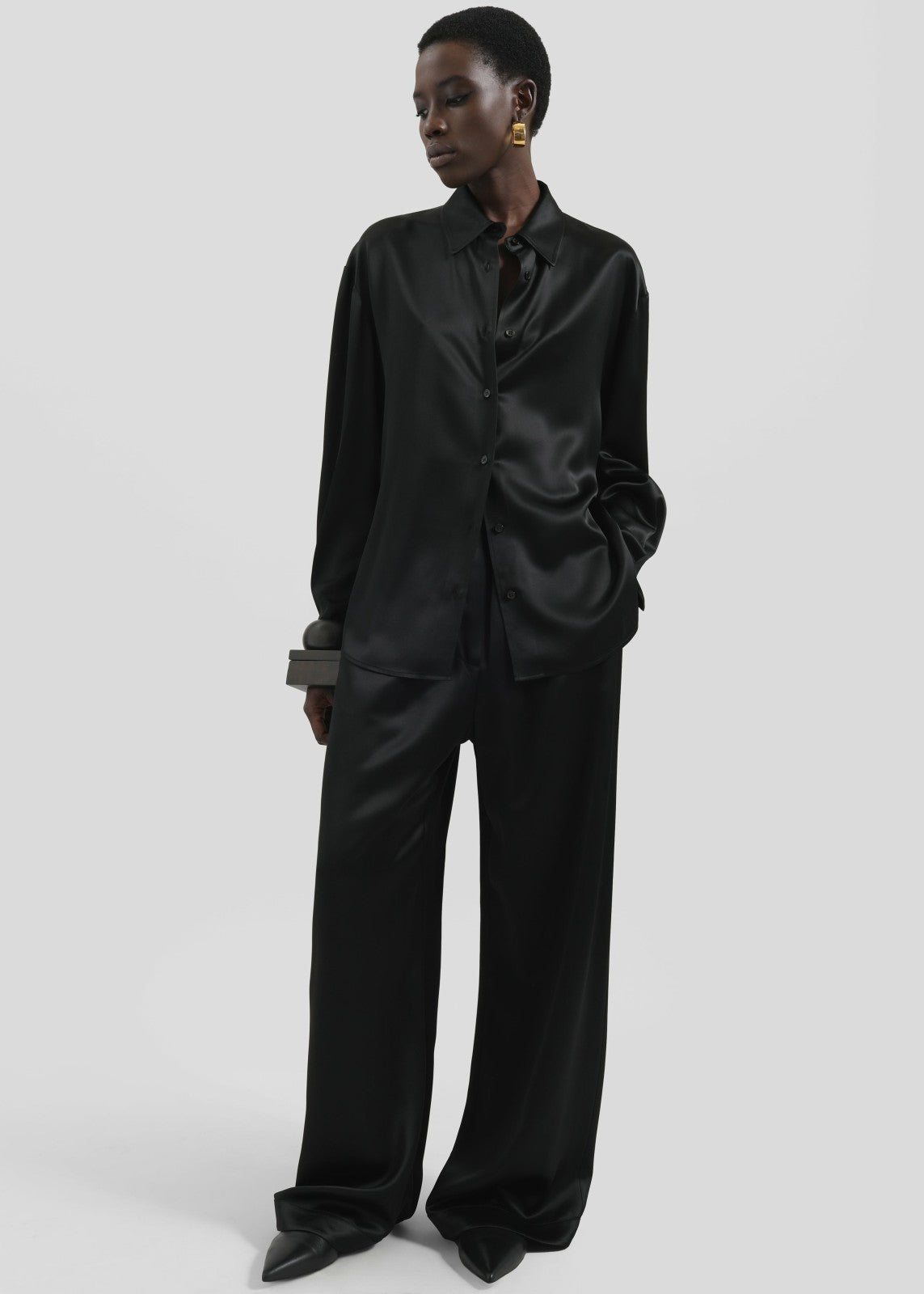Peri Satin Shirt - Black