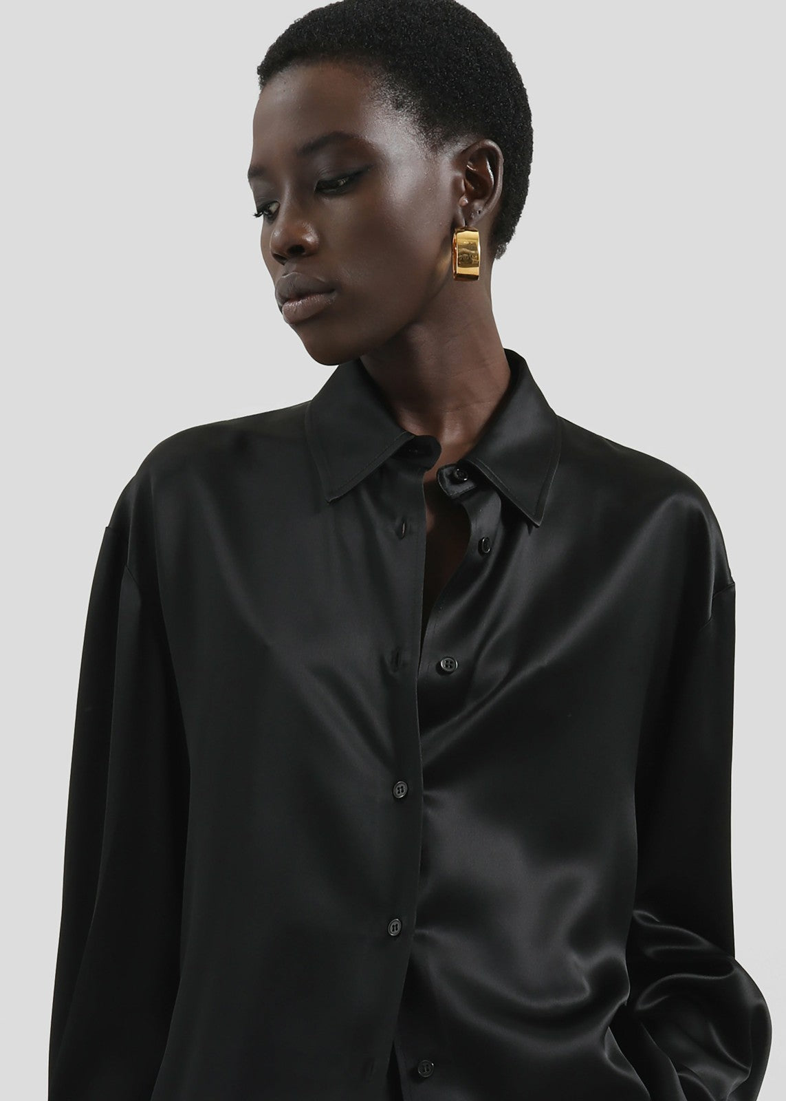 Peri Satin Shirt - Black
