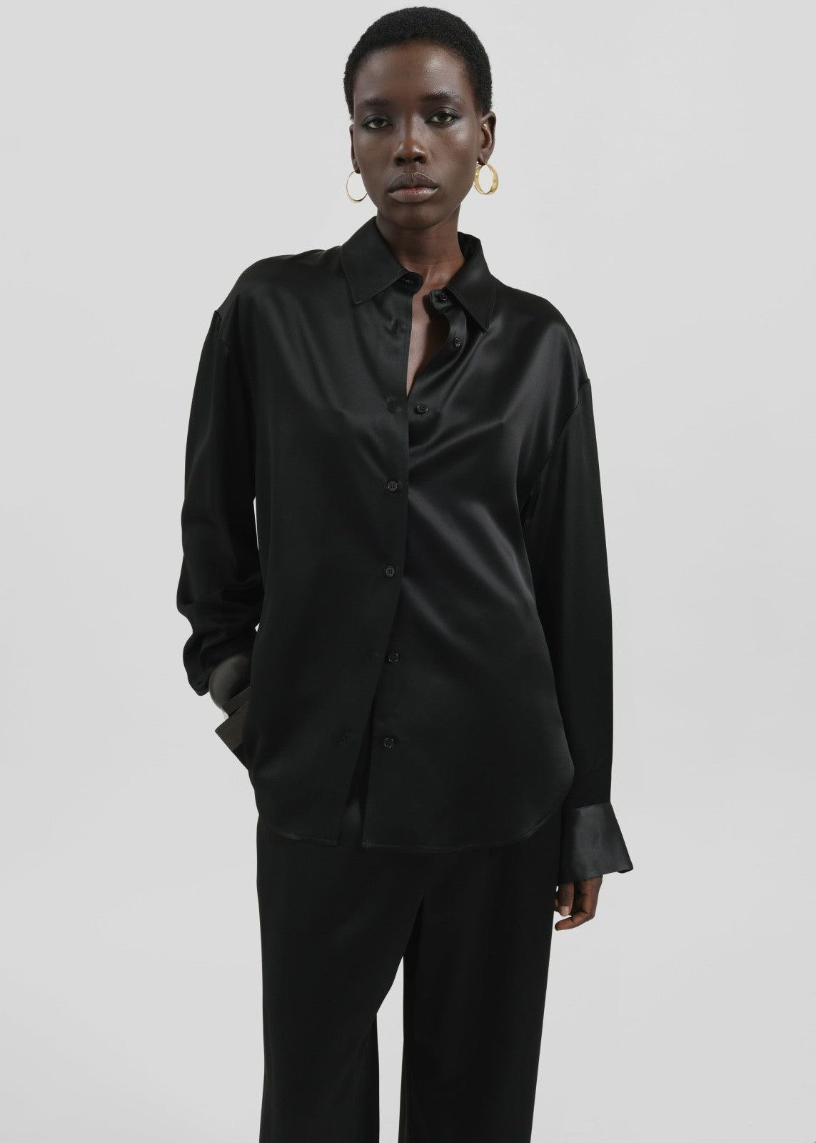 Peri Satin Shirt - Black